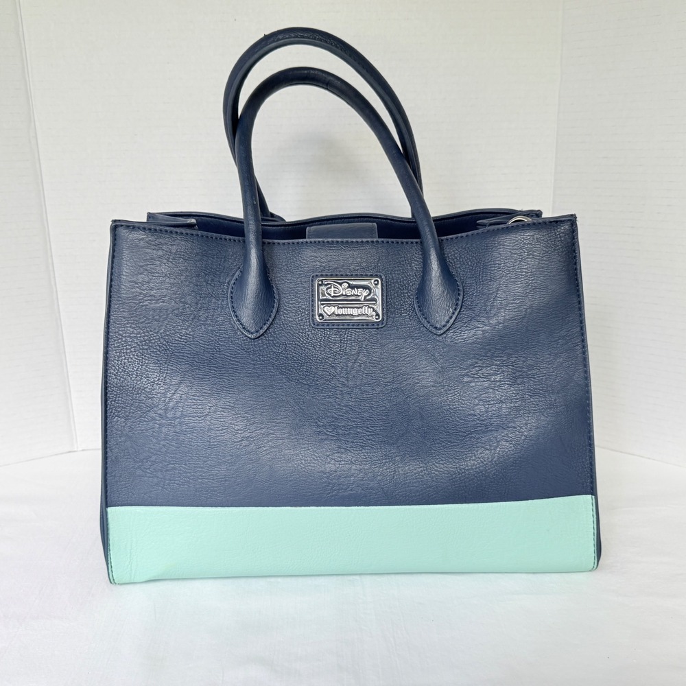 Disney Loungefly Tote Bag Womens Large Navy Blue Excellent Ariel Mermaid Tail - Picture 4 of 14
